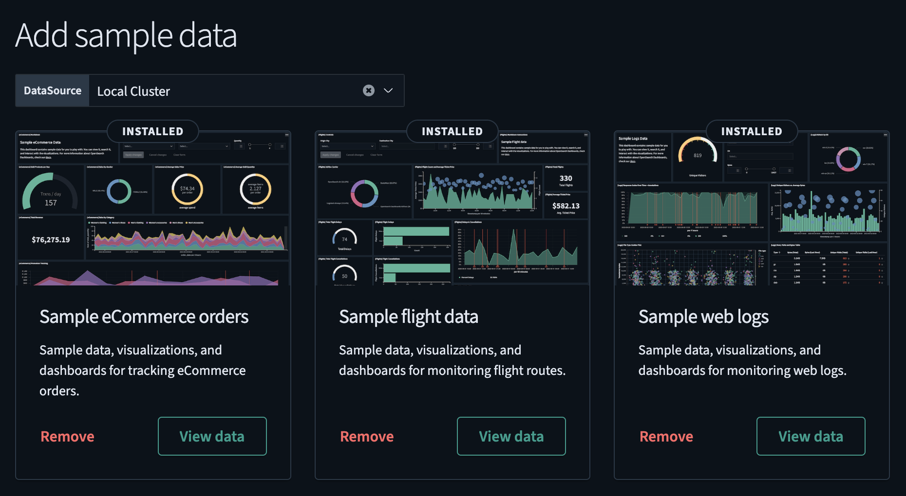 Adding sample data window